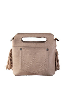 Wrangler South Western Embroidered Fringe Crossbody Bag - Natural