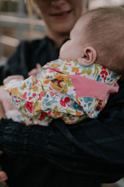 Little Windmill Clothing Co. "Kelly Baby" Retro Floral Western Yoke Collar Long Sleeve Romper