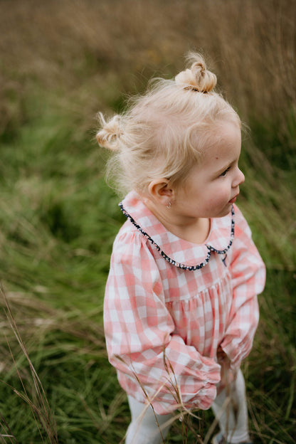 Little Windmill Clothing Co. "River"  Chucky Gingham Long Sleeve Bubble Romper