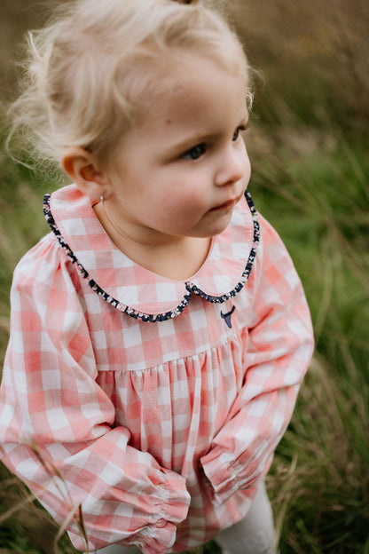 Little Windmill Clothing Co. "River"  Chucky Gingham Long Sleeve Bubble Romper