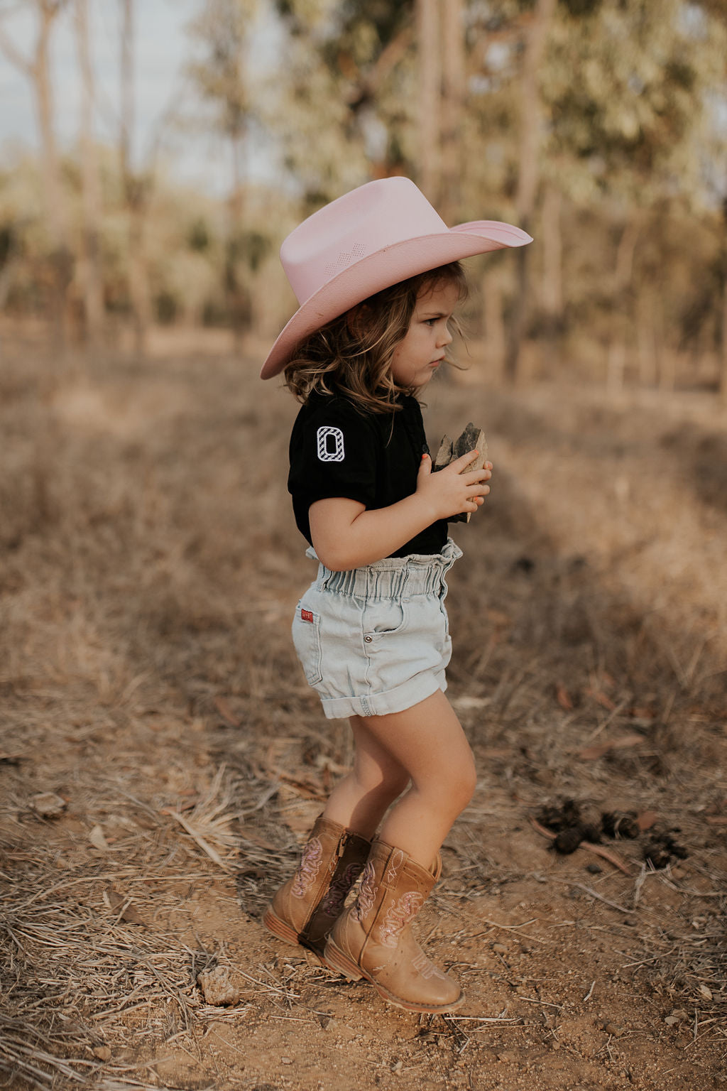 Little Windmill Clothing co. "stormy" Black and White Gingham Ruffle Contrast Polo