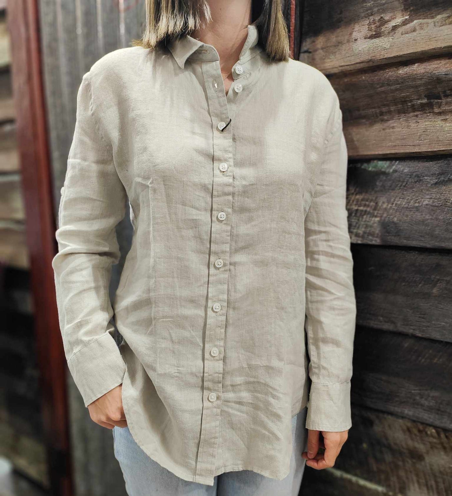 PILBARA LADIES LINEN SWISS TAB L/S SHIRT RMPC005