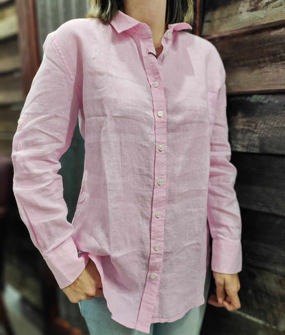 PILBARA LADIES LINEN SWISS TAB L/S SHIRT RMPC005