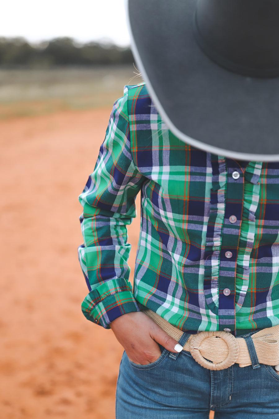 Black Colt Clothing Kirby Shirt - Green, Blue & Orange Plaid