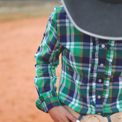 Black Colt Clothing Kirby Shirt - Green, Blue & Orange Plaid