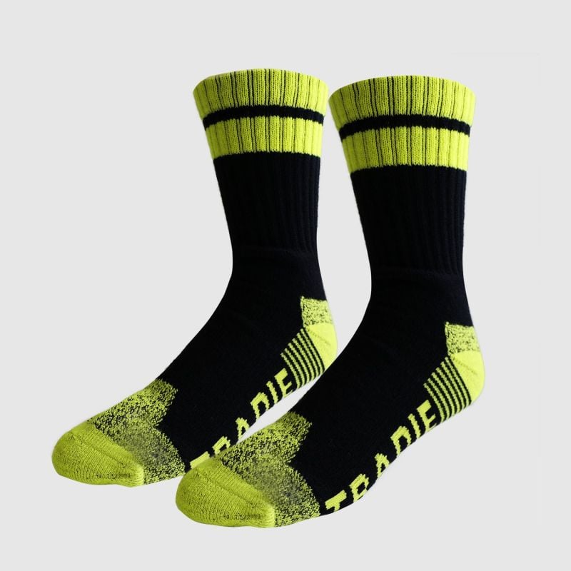 Tradie Mens 3pk Acrylic Work Socks Black & Yellow