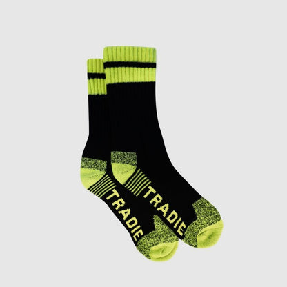 Tradie Mens 3pk Acrylic Work Socks Black & Yellow