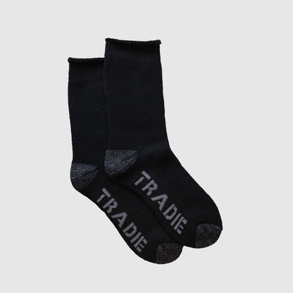 Tradie Mens 2pk Wool Blend Work Socks Black