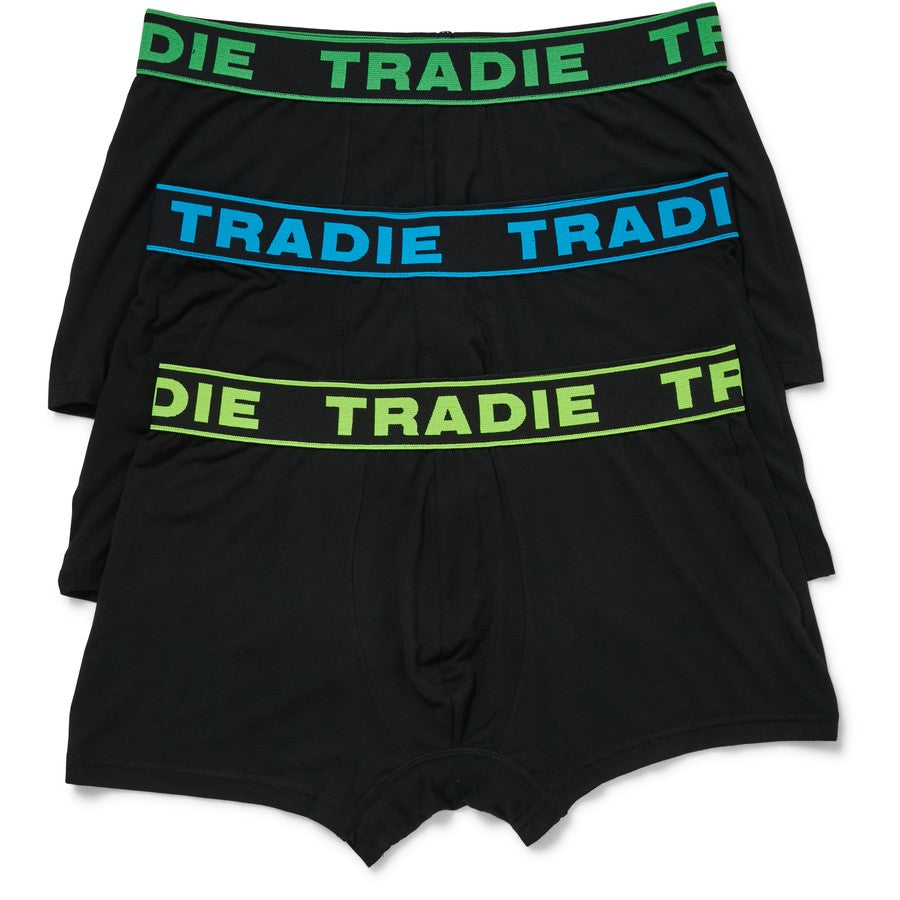 Tradie Mens Bamboo Trunks 3 Pack - Black