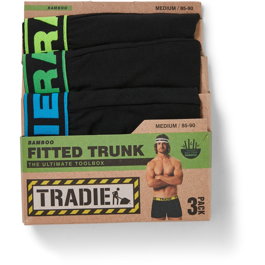 Tradie Mens Bamboo Trunks 3 Pack - Black