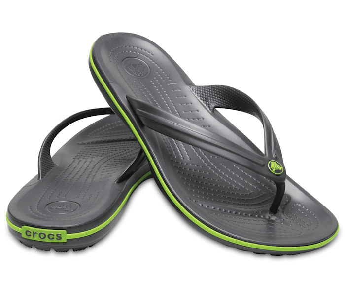 Crocs Unisex Crocband Flip Thong - Graphite/ Volt Green