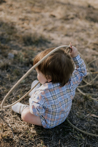 Little Windmill Clothing Co. "Jae Baby" Country Fresh Checked Long Sleeve Romper