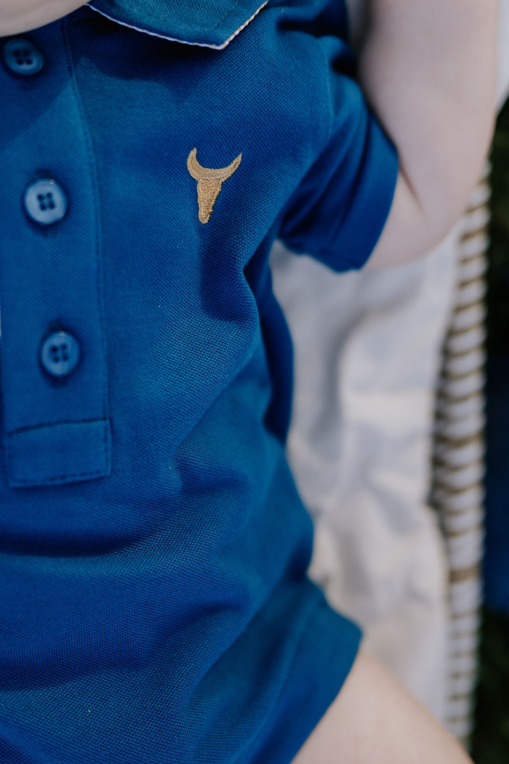 Little Windmill Clothing Co. "Nathan Baby" Ocean Blue  Baby Polo Romper