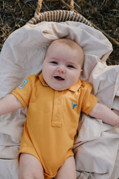 Little Windmill Clothing Co. "Danny Baby" Golden Baby Polo Romper