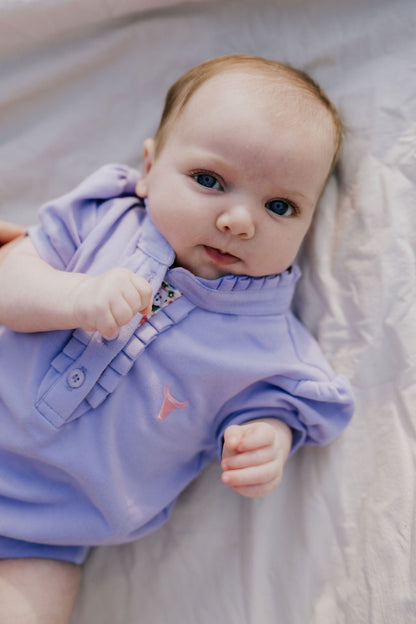 Little Windmill Clothing Co. "Lizzy Baby" Violet Baby Polo Romper