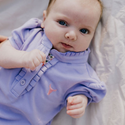 Little Windmill Clothing Co. "Lizzy Baby" Violet Baby Polo Romper