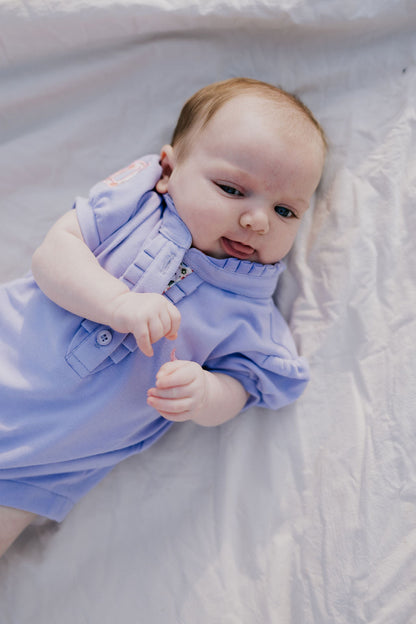 Little Windmill Clothing Co. "Lizzy Baby" Violet Baby Polo Romper