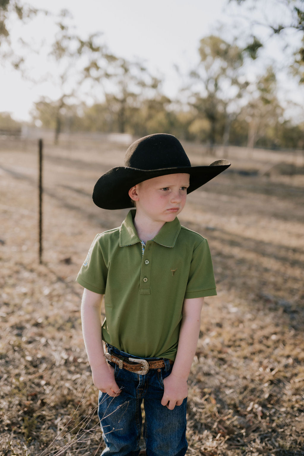 Little Windmill Clothing Co. "Olive Jnr" Green Boys Polo