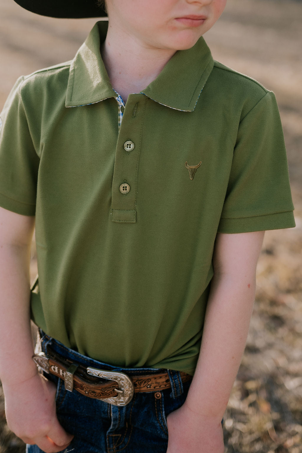 Little Windmill Clothing Co. "Olive Jnr" Green Boys Polo