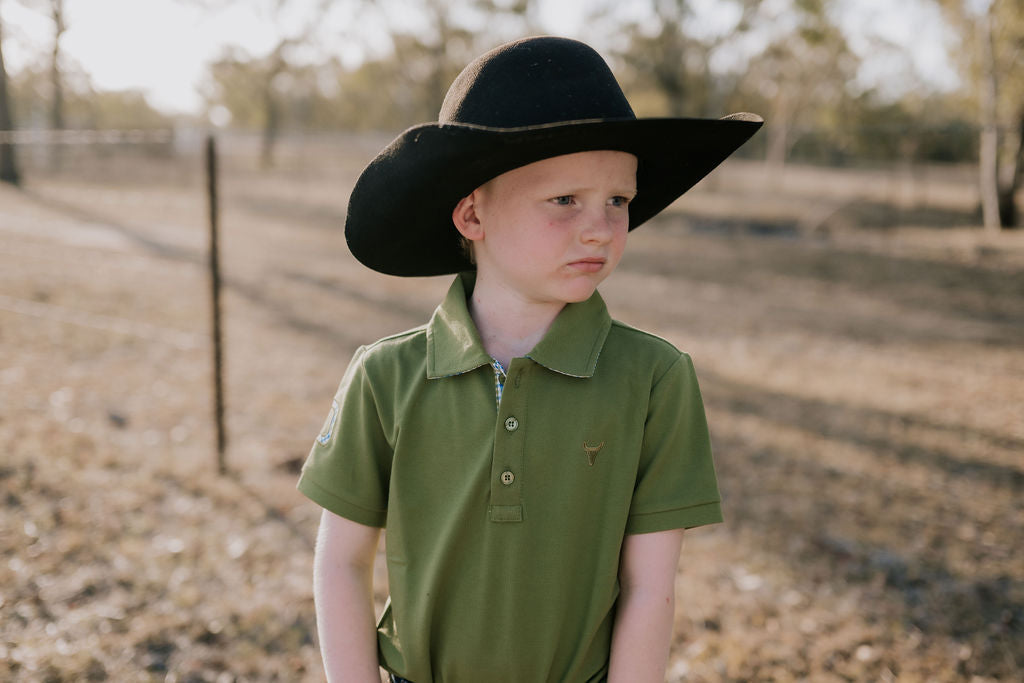 Little Windmill Clothing Co. "Olive Jnr" Green Boys Polo