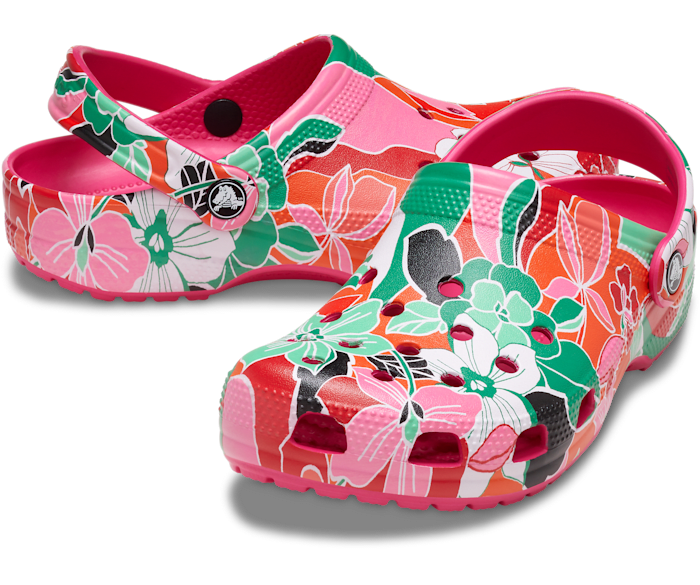 Crocs Unisex Classic Clog - Woodcut Floral Dragon Fruit