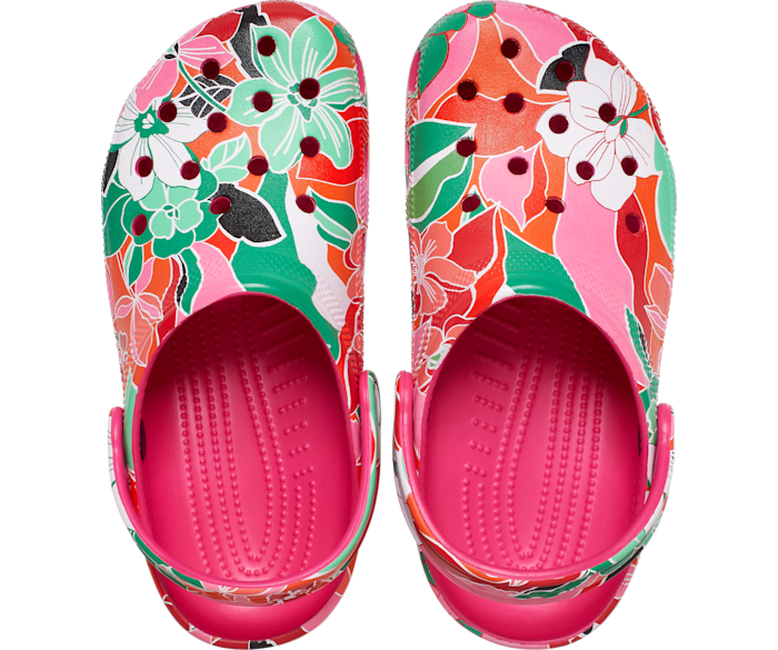 Crocs Unisex Classic Clog - Woodcut Floral Dragon Fruit