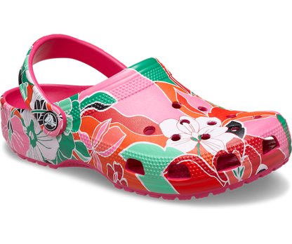 Crocs Unisex Classic Clog - Woodcut Floral Dragon Fruit