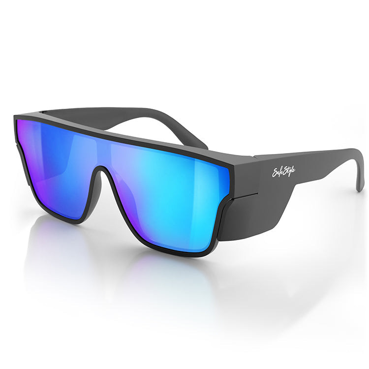 SafeStyle Primes Matte Black Reflectors Blue Lens