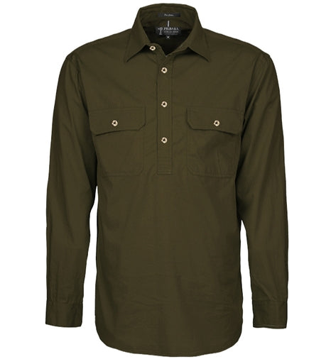 Pilbara Mens Closed Front Long Sleeve Shirt