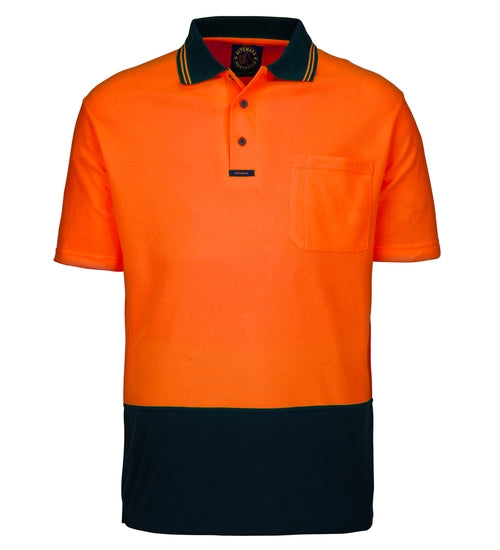 Ritemate Hi Viz Short Sleeve Polo Shirt Orange Navy