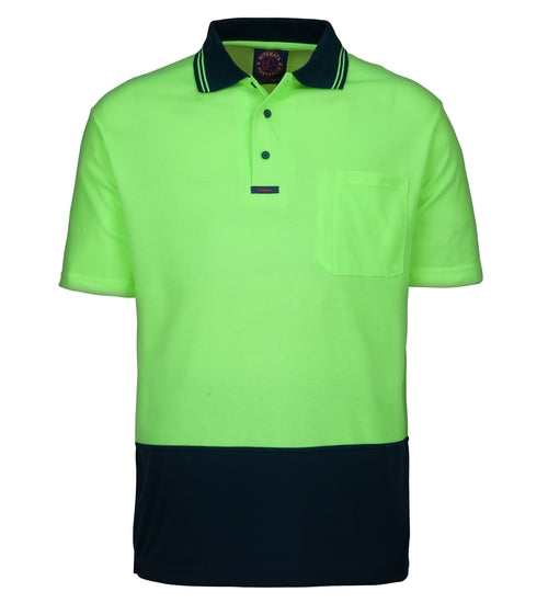 Ritemate Hi Viz Short Sleeve Polo Shirt Orange Navy