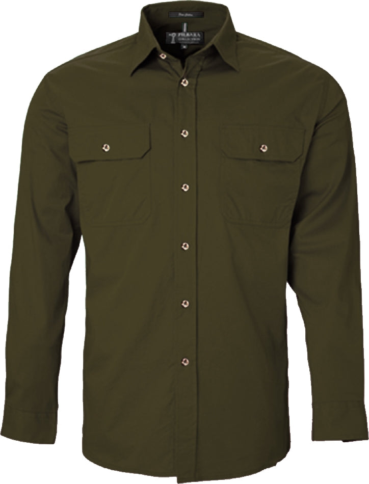 Pilbara Mens Open Front Long Sleeve Shirt