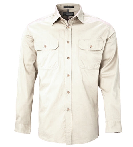 Pilbara Mens Open Front Long Sleeve Shirt