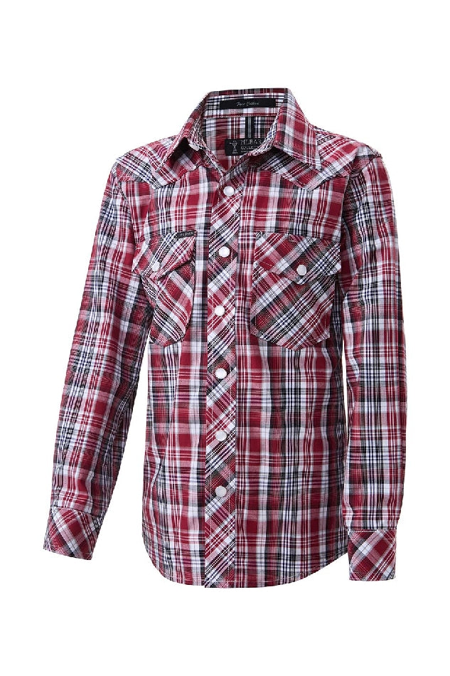 Pilbara Western Kids Snap Button Long  Sleeve Shirt