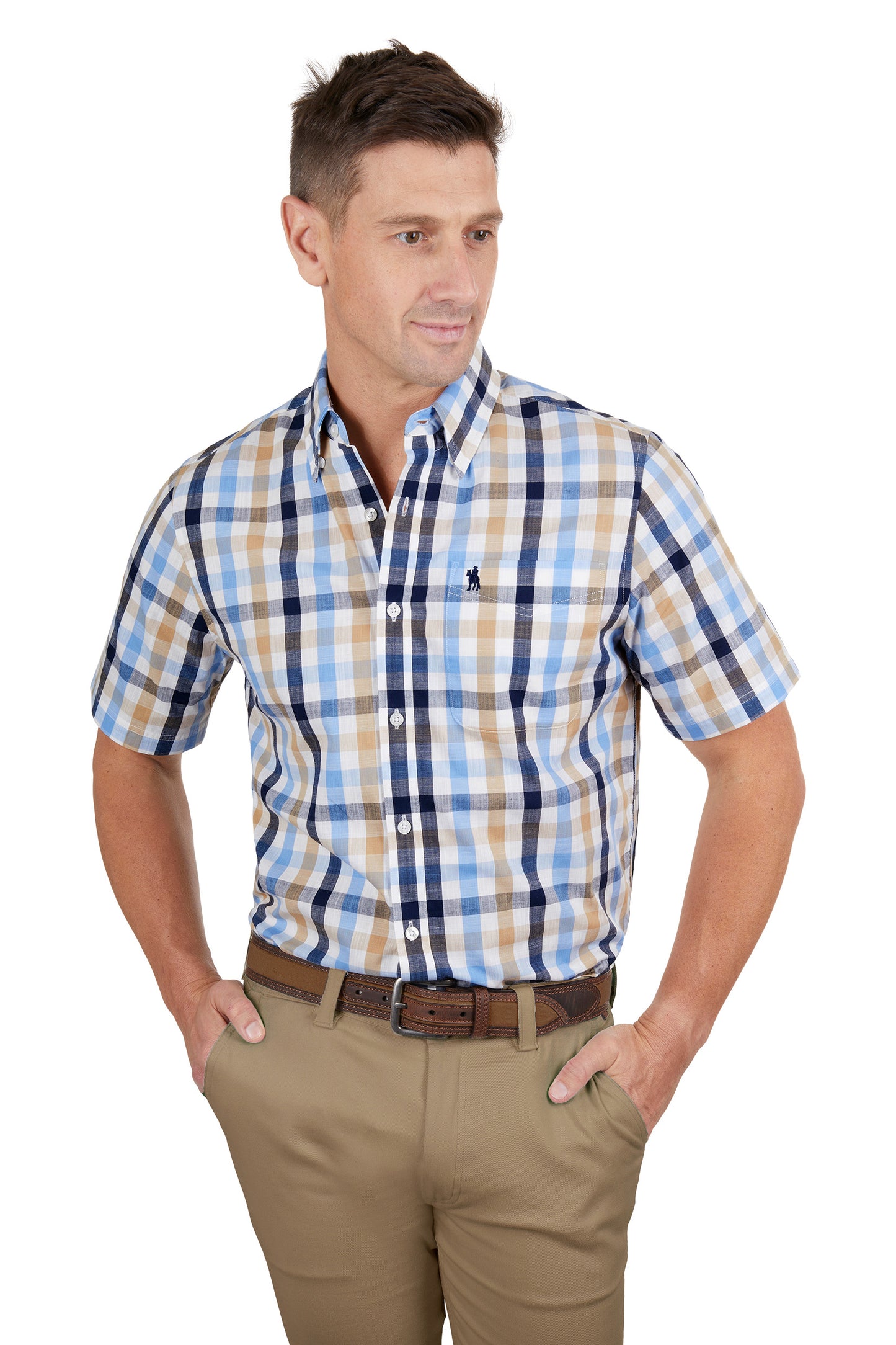 Thomas Cook Men’s Duke Check 1-Pocket Short Sleeve Shirt