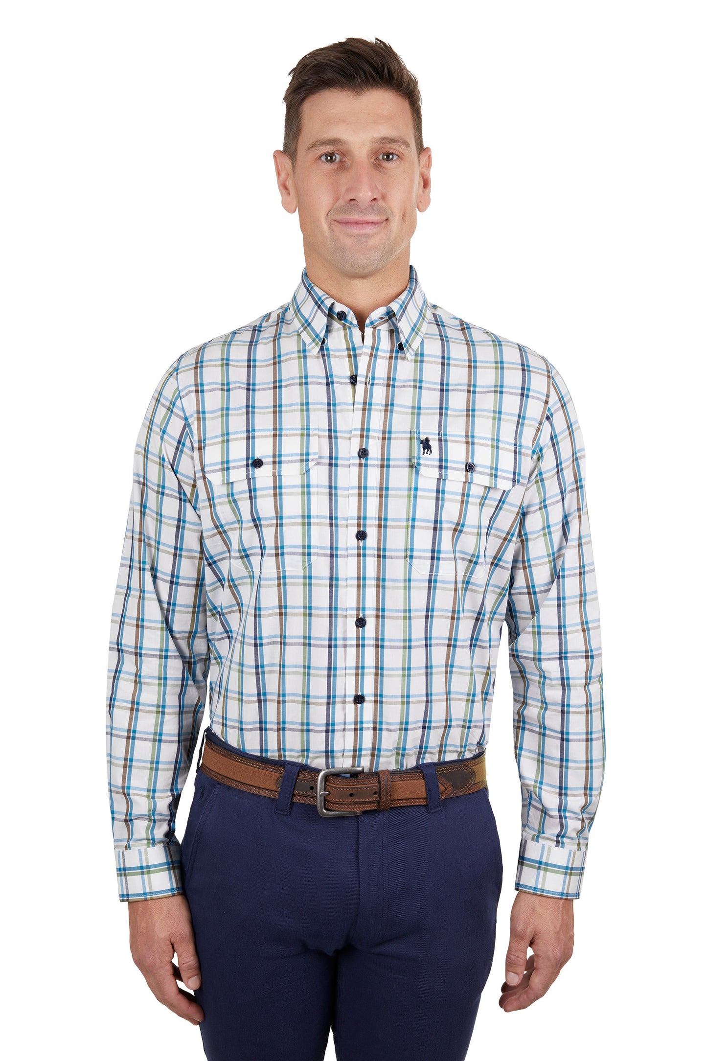 Thomas Cook Men’s Glen Check 2-Pocket Long Sleeve Shirt