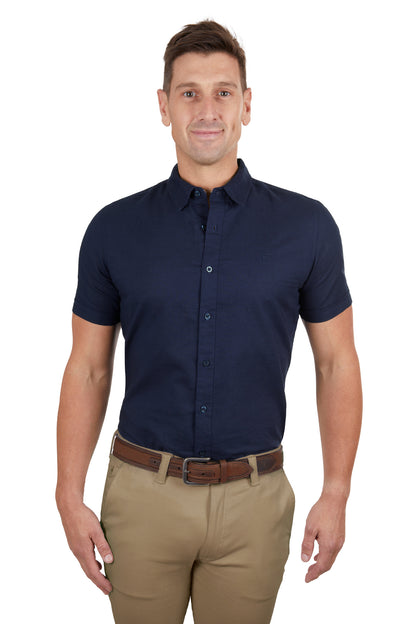 Thomas Cook Mens Linen Tailored Short Sleeve Shirt Navy