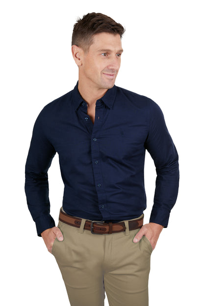 Thomas Cook Mens Linen Tailored Long Sleeve Shirt Navy