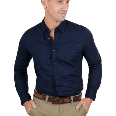 Thomas Cook Mens Linen Tailored Long Sleeve Shirt Navy