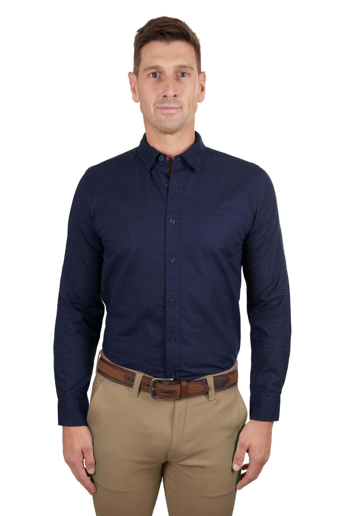 Thomas Cook Mens Linen Tailored Long Sleeve Shirt Navy