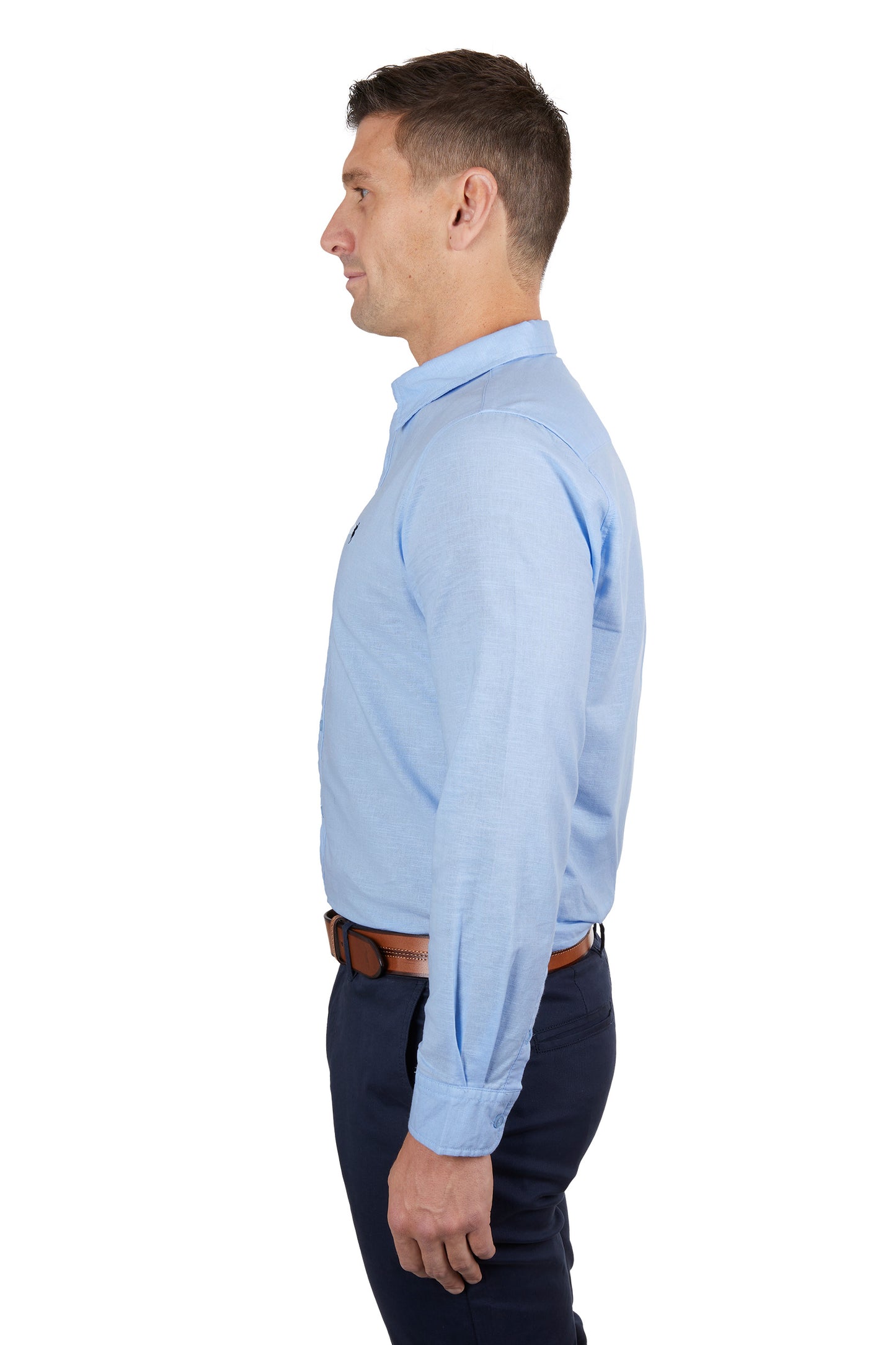 Thomas Cook Mens Linen Tailored Long Sleeve Shirt Light Blue