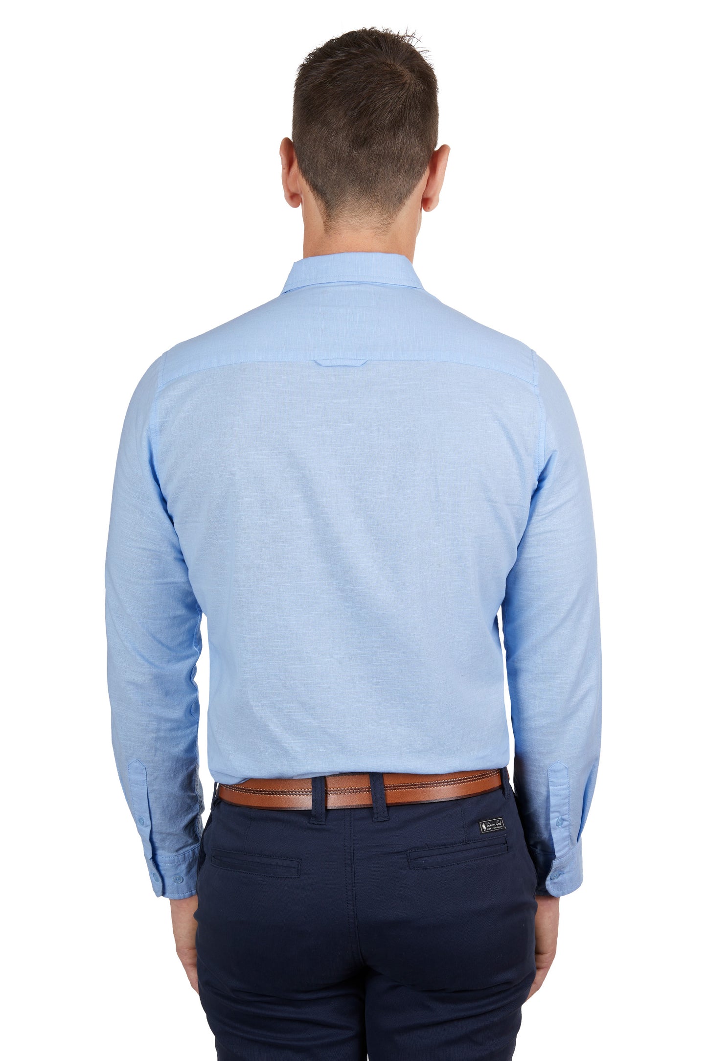 Thomas Cook Mens Linen Tailored Long Sleeve Shirt Light Blue