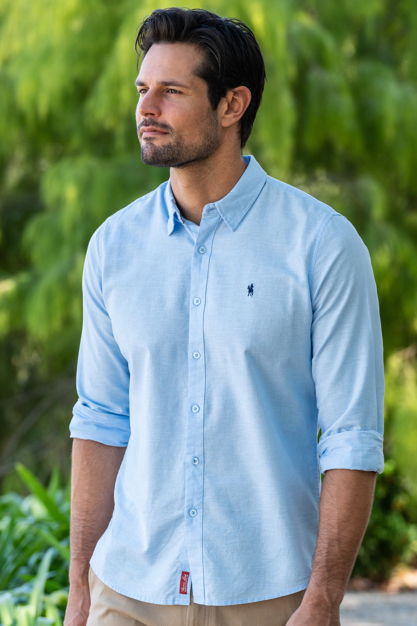 Thomas Cook Mens Linen Tailored Long Sleeve Shirt Light Blue