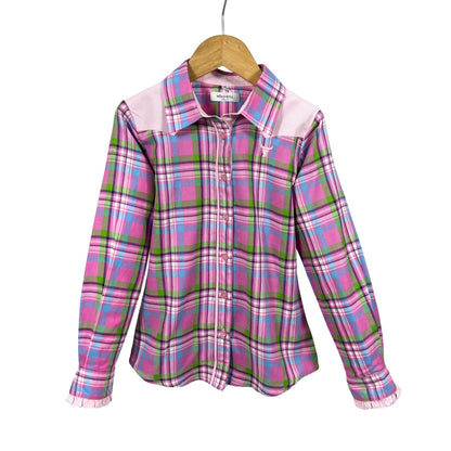 Little Windmill Clothing Co. "Willow" Pink Checked Yoke Western Long Sleeve Shirt