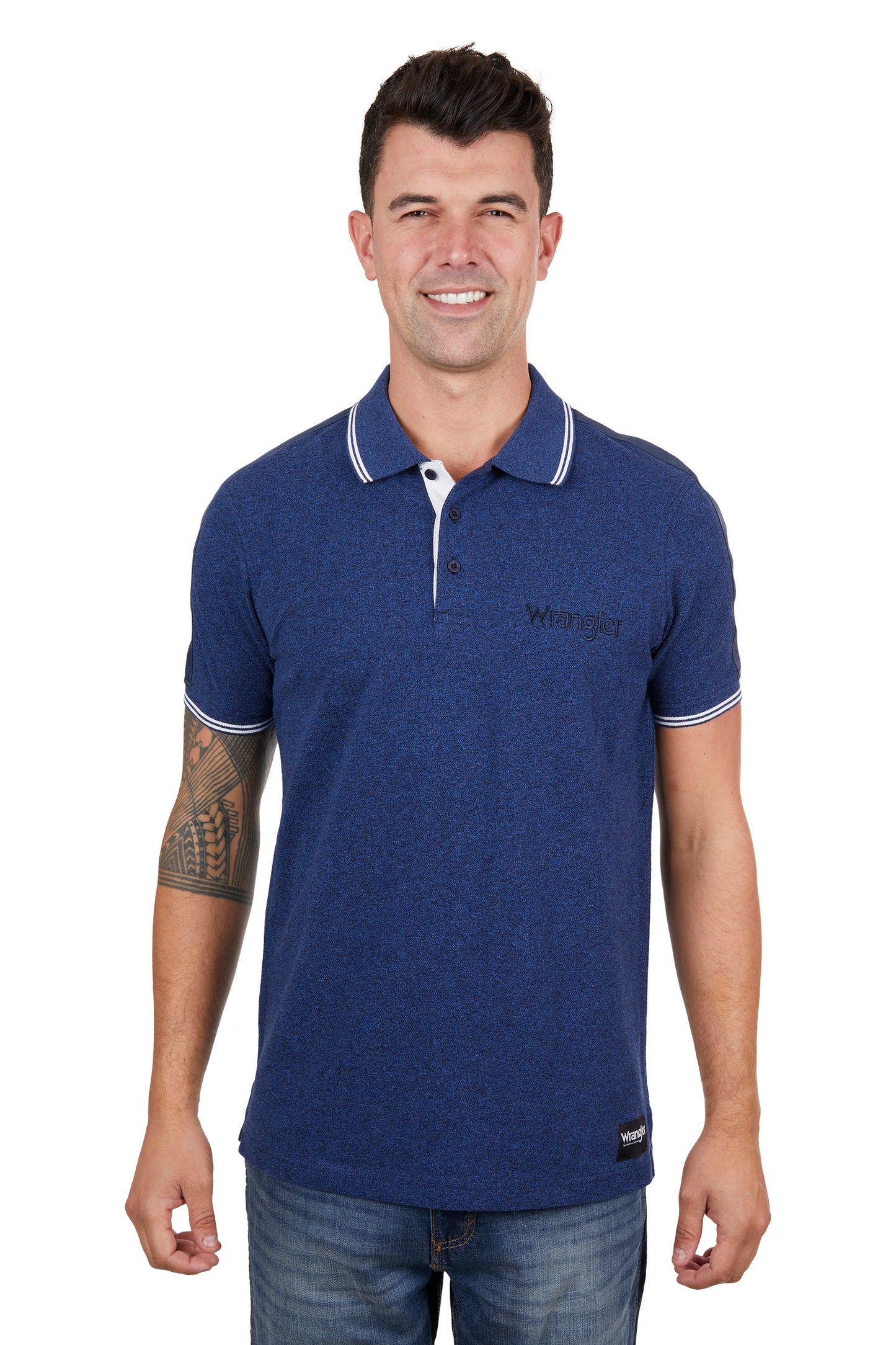 Wrangler Mens Jackson Short Sleeve Polo - Navy Marle