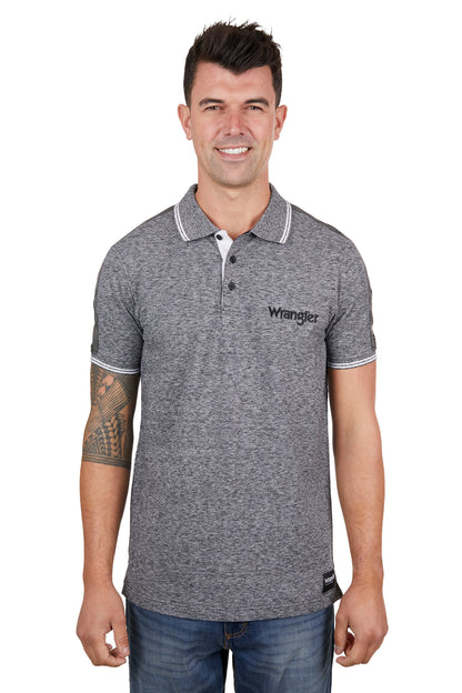 Wrangler Mens Jackson Short Sleeve Polo - Charcoal Marle