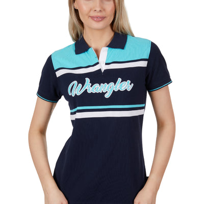 Wrangler Womens Lucy Short Sleeve Polo - Aqua