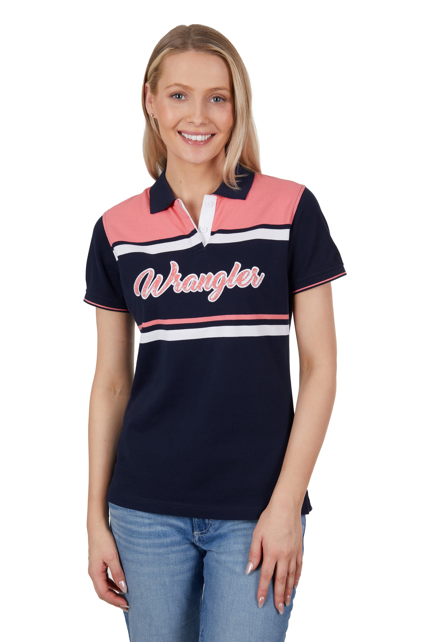 Wrangler Womens Lucy Short Sleeve Polo - Coral