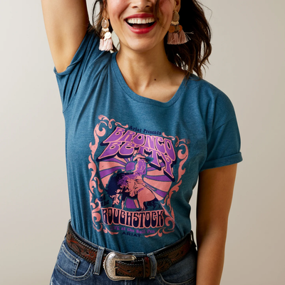 ARIAT WMNS BRONC BETTY SS TEE STEEL BLUE HEATHER