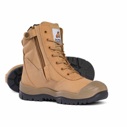 MONGREL ZIP SIDE SAFETY BOOT WHEAT STEEL TOE 451050